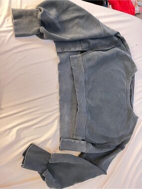 SHEIN Slate Gray Cropped Sweatshirt Jacket